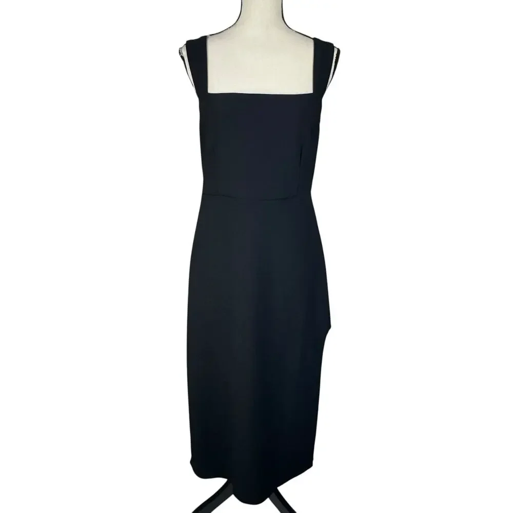 Abercrombie & Fitch Large Midi Dress Square Neck Stretch Empire Waist Sleeveless - Picture 2 of 14